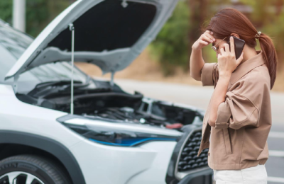 woman leaving car crash